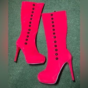 RED high heel boots size (8)